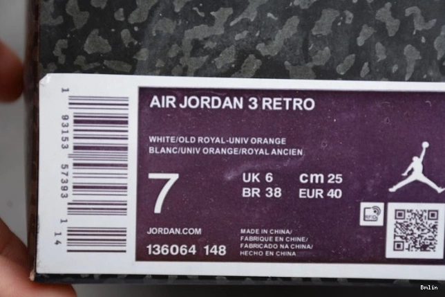 Bmlin Jordan Retro 3 Rivals' 'Knicks 136064-148 Air 0823